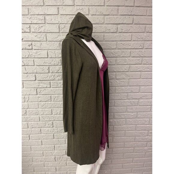 Pink Rose Green Open Front Hooded Cardigan Size S - Picture 5 of 8